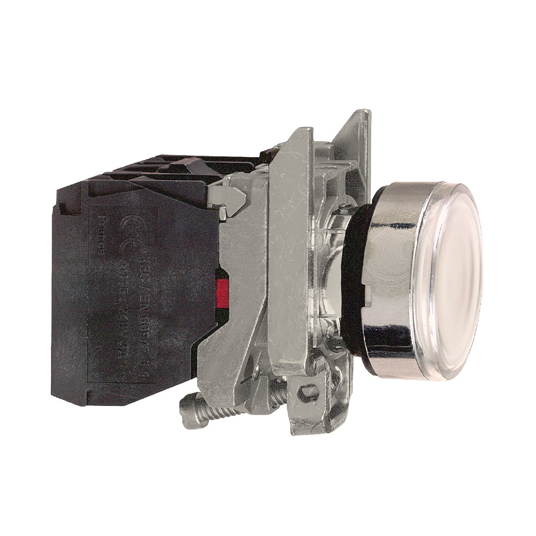 Schneider XB4BW3165 22mm 250V 1NA+1NK Yaylı Dönüşlü Beyaz Işıklı Buton